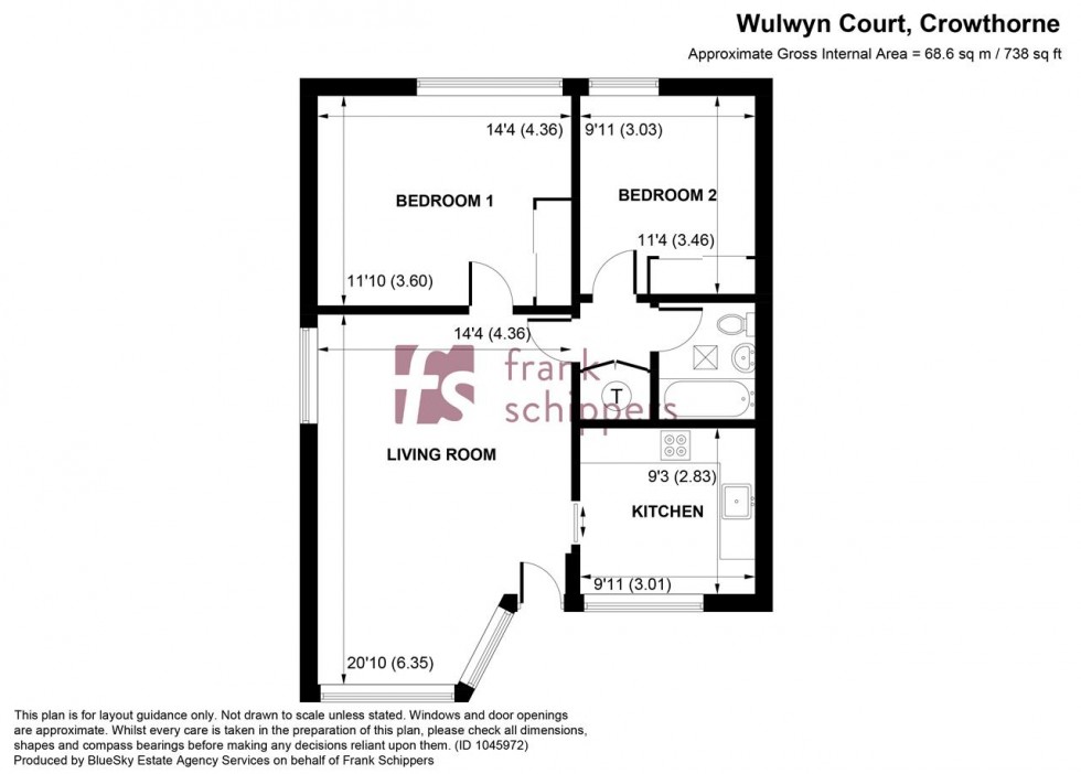 Floorplan for Wulwyn Court, Linkway, Crowthorne