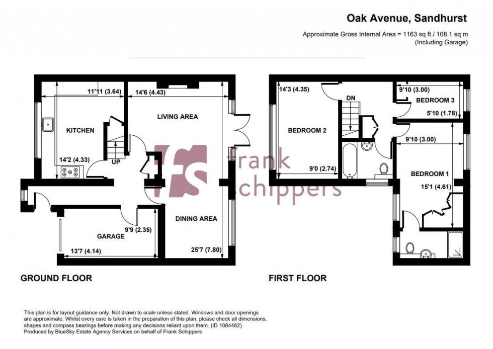 Floorplan for Oak Avenue, Owlsmoor, Sandhurst