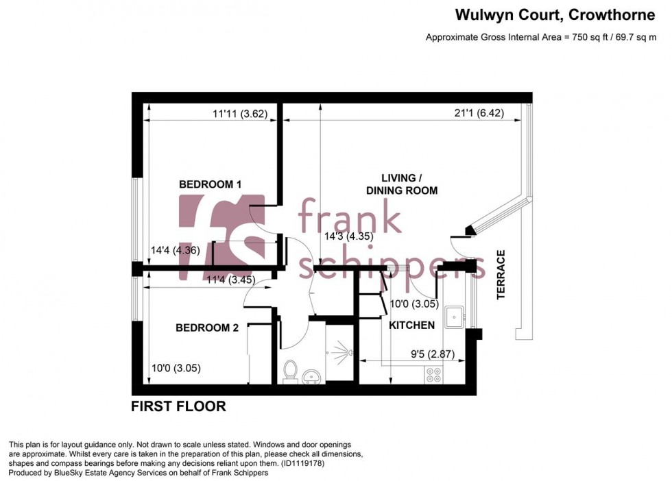 Floorplan for Wulwyn Court, Linkway, Edgcumbe park, Crowthorne