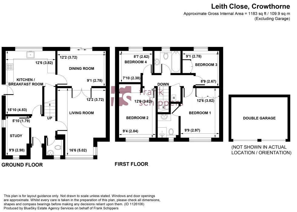 Floorplan for Leith Close, Pine Ridge, Crowthorne